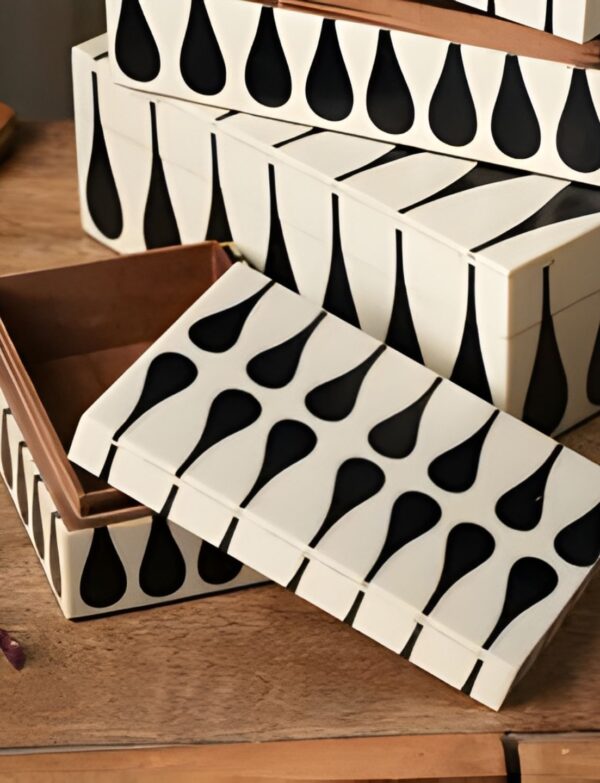 A handcrafted box combining natural wood and resin